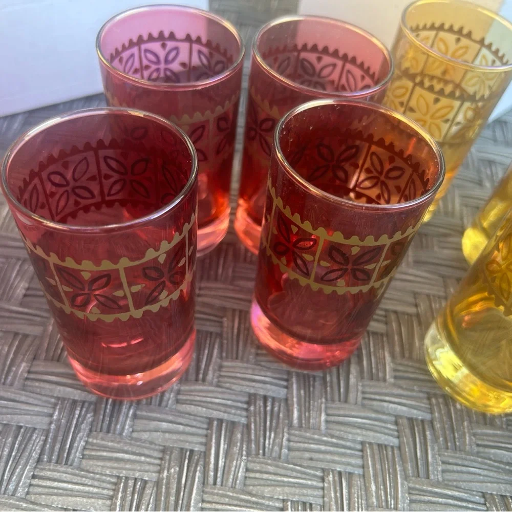 MOROCCAN TEA GLASSES HAND PAINTED SET OF 12